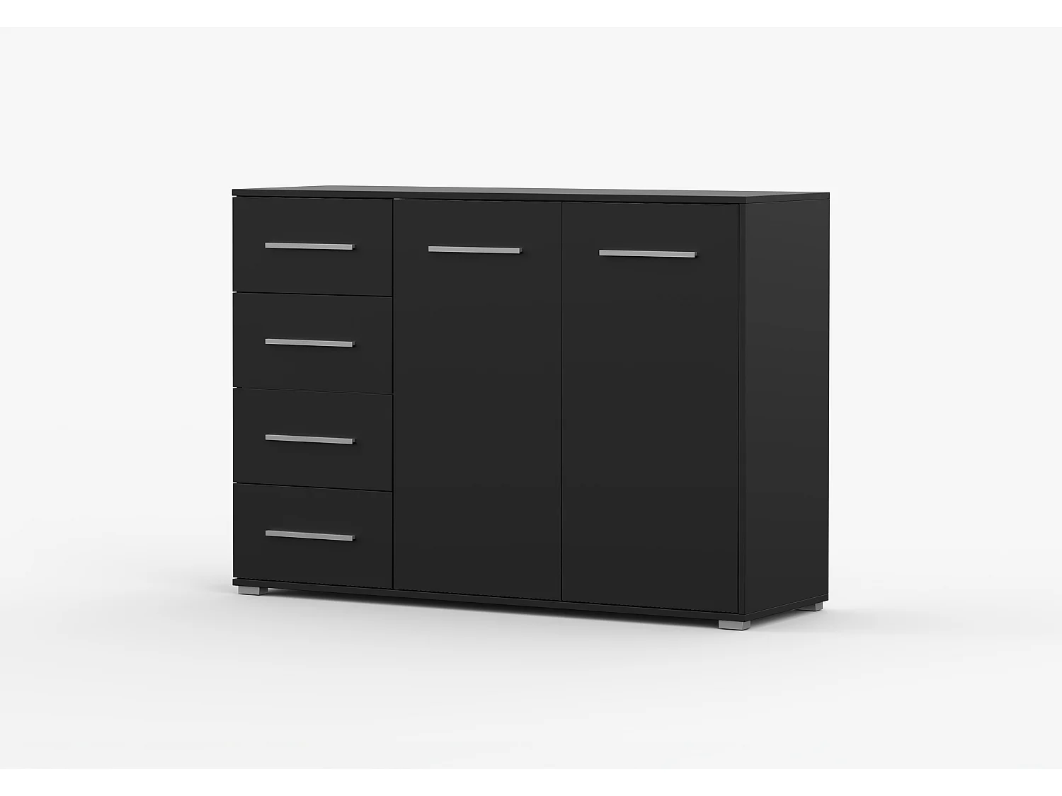 Buffet - Commode Ilario III 135 cm - Aspect mat - Noir