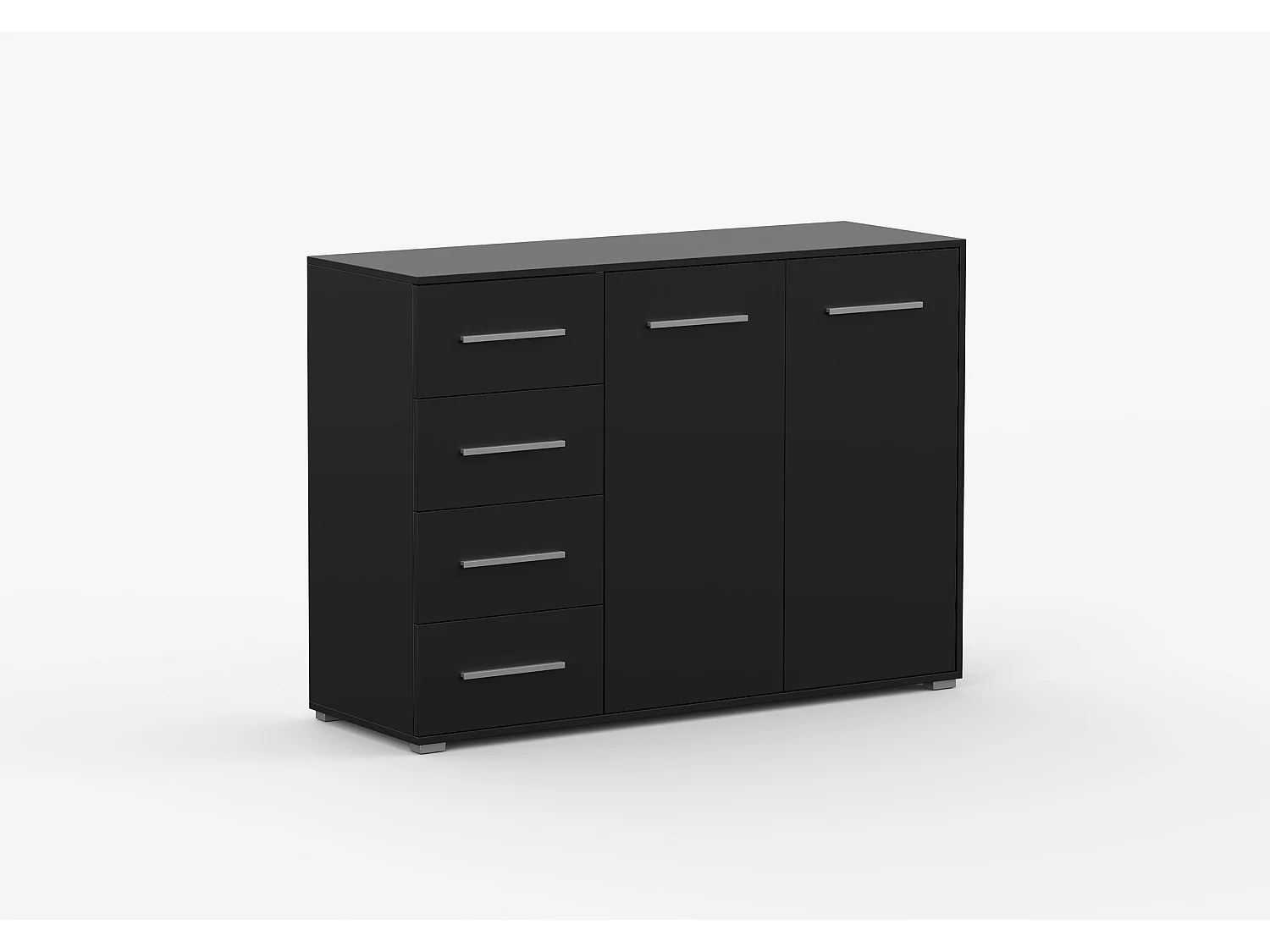 Buffet - Commode Ilario III 135 cm - Aspect mat - Noir
