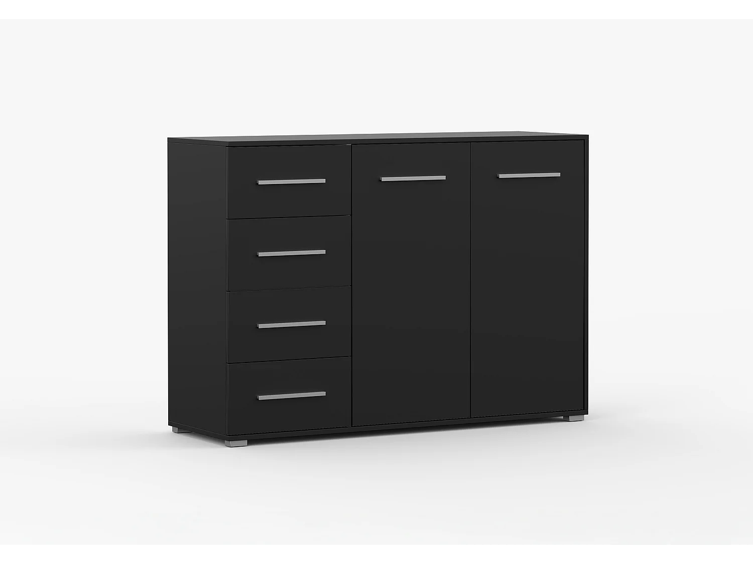 Buffet - Commode Ilario III 135 cm - Aspect mat - Noir