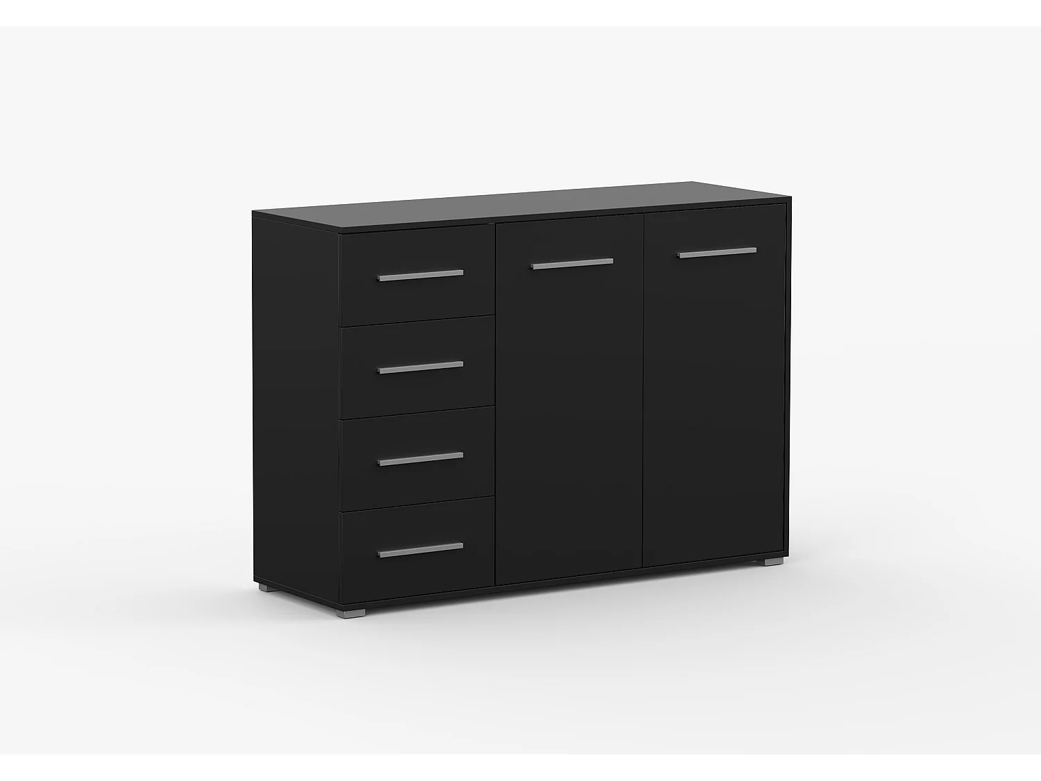 Buffet - Commode Ilario III 135 cm - Aspect mat - Noir