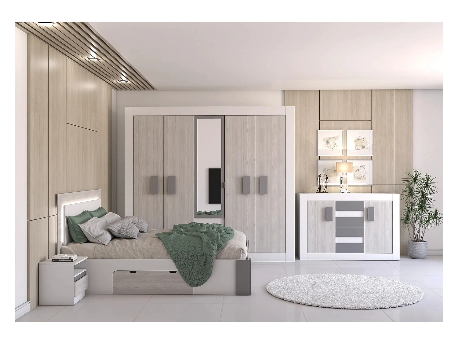 Commode Syllian Blanc - Kathult - Gris