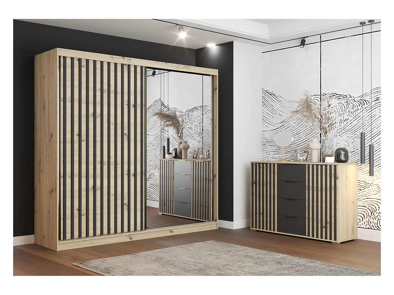 Buffet - Commode Elio I 135 cm - Artisan - Noir