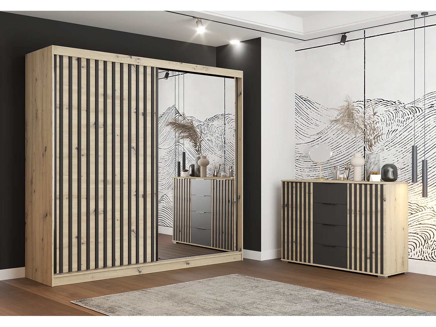 Buffet - Commode Elio I 135 cm - Artisan - Noir