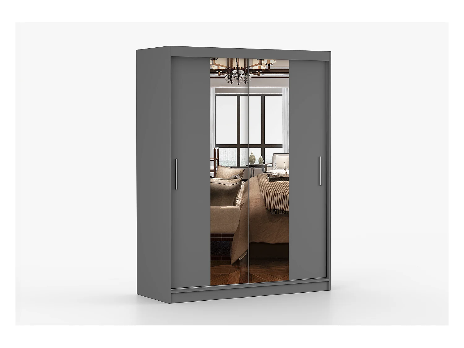 Armoire Aenora 150 cm avec miroir - Gris