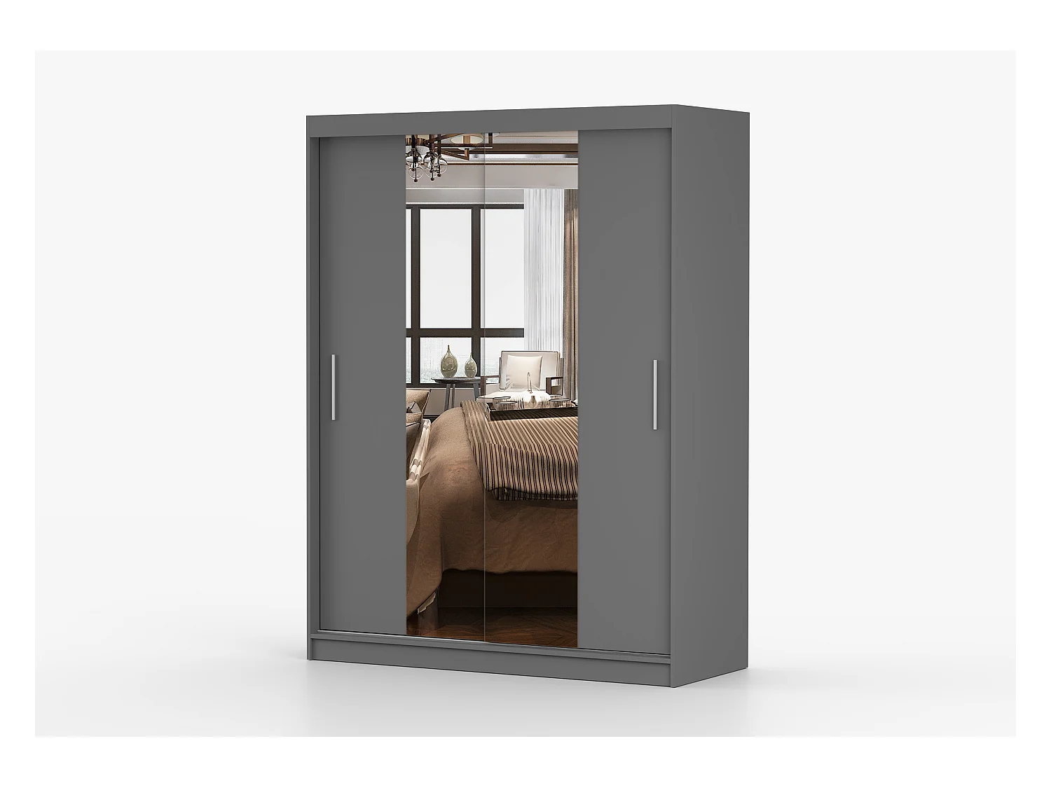 Armoire Aenora 150 cm avec miroir - Gris