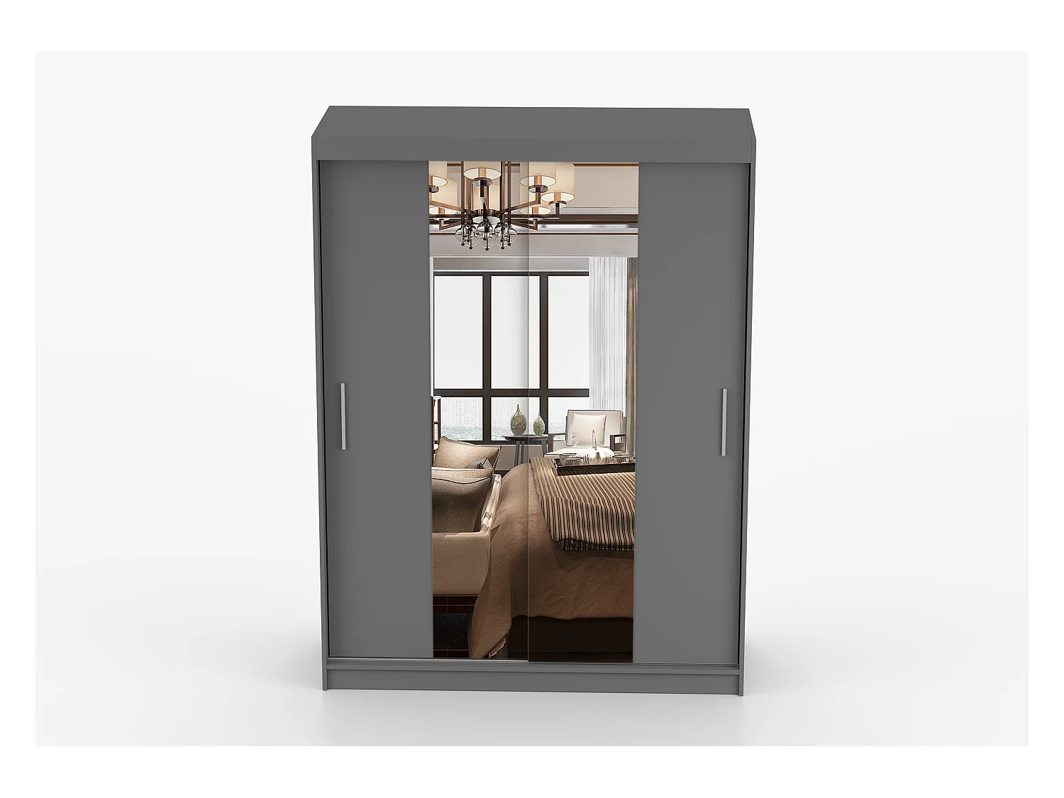 Armoire Aenora 150 cm avec miroir - Gris