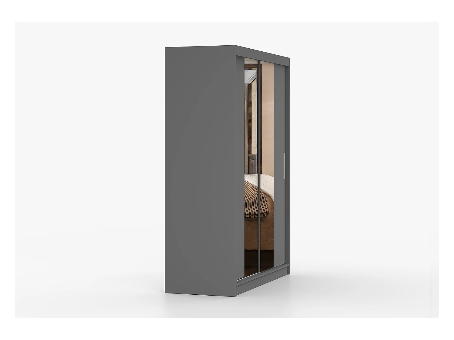 Armoire Aenora 150 cm avec miroir - Gris