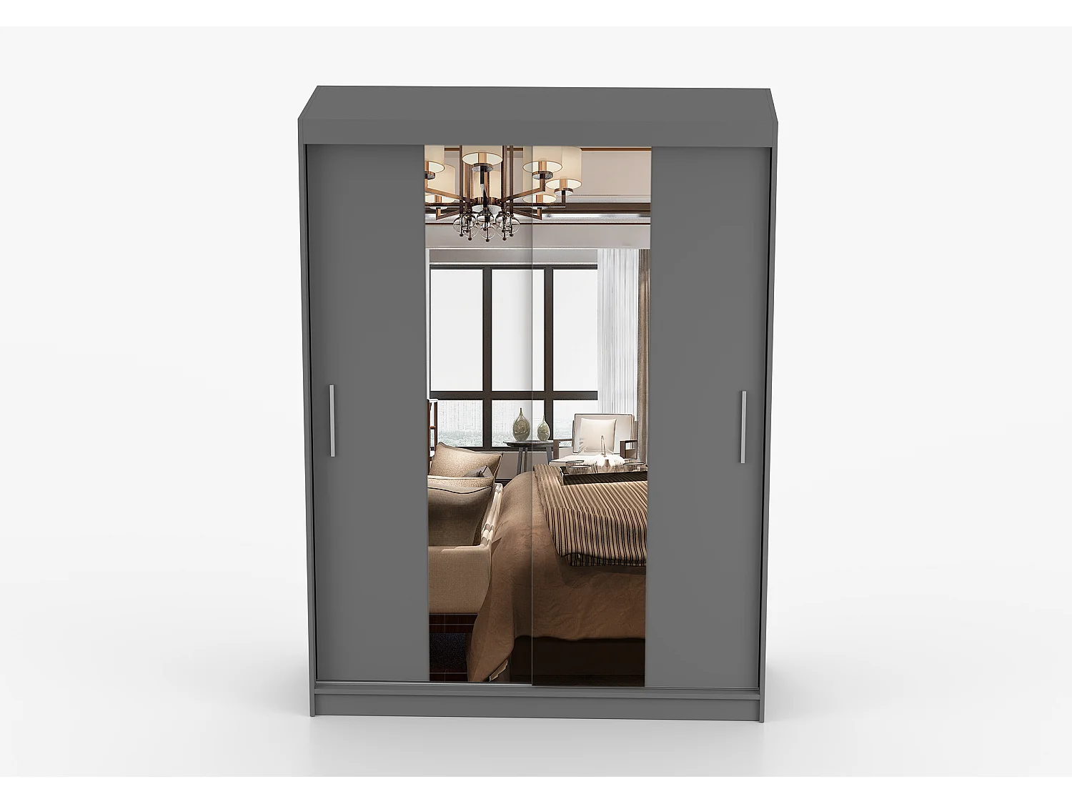 Armoire Aenora 150 cm avec miroir - Gris