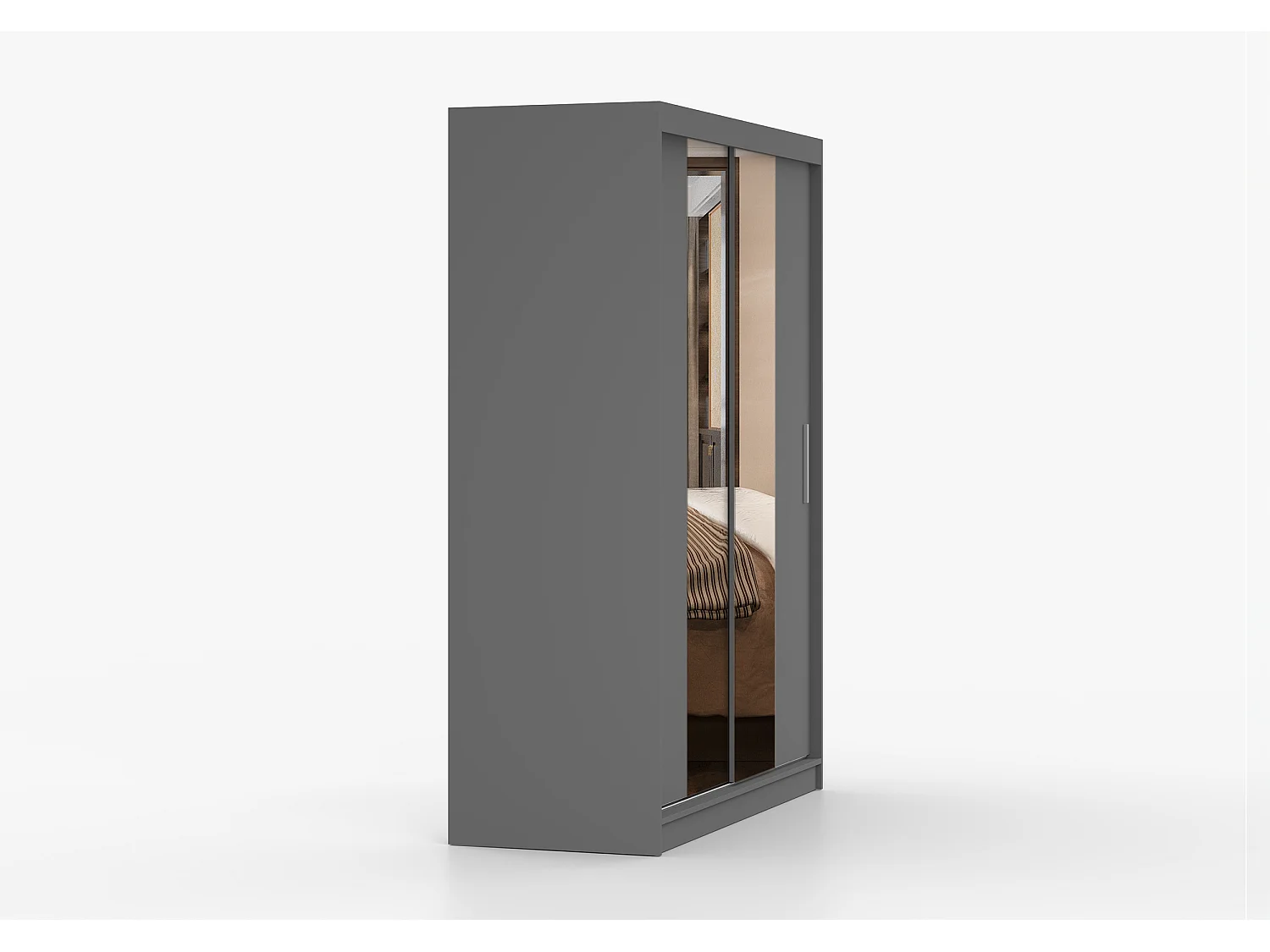 Armoire Aenora 150 cm avec miroir - Gris