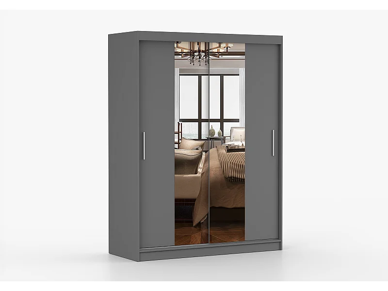Armoire Aenora 150 cm avec miroir - Gris