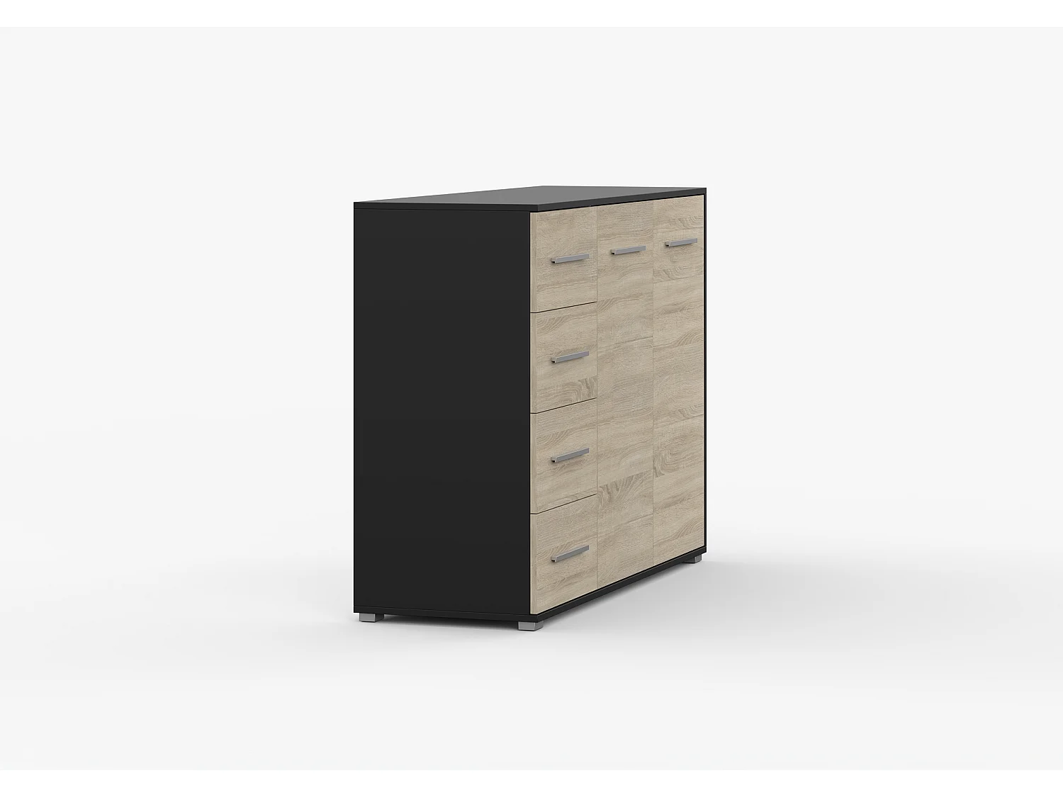 Buffet - Commode Ilario III 135 cm - Aspect mat - Noir - Chêne