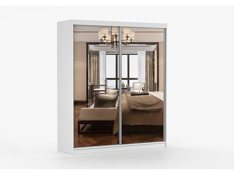 Armoire Solènea 183 cm avec miroir - Blanc