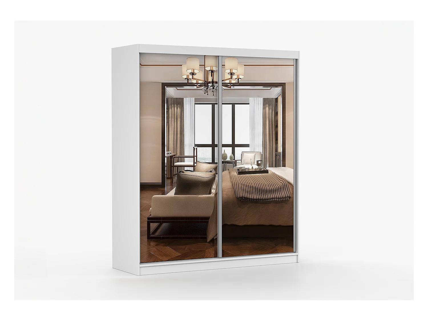 Armoire Solènea 183 cm avec miroir - Blanc