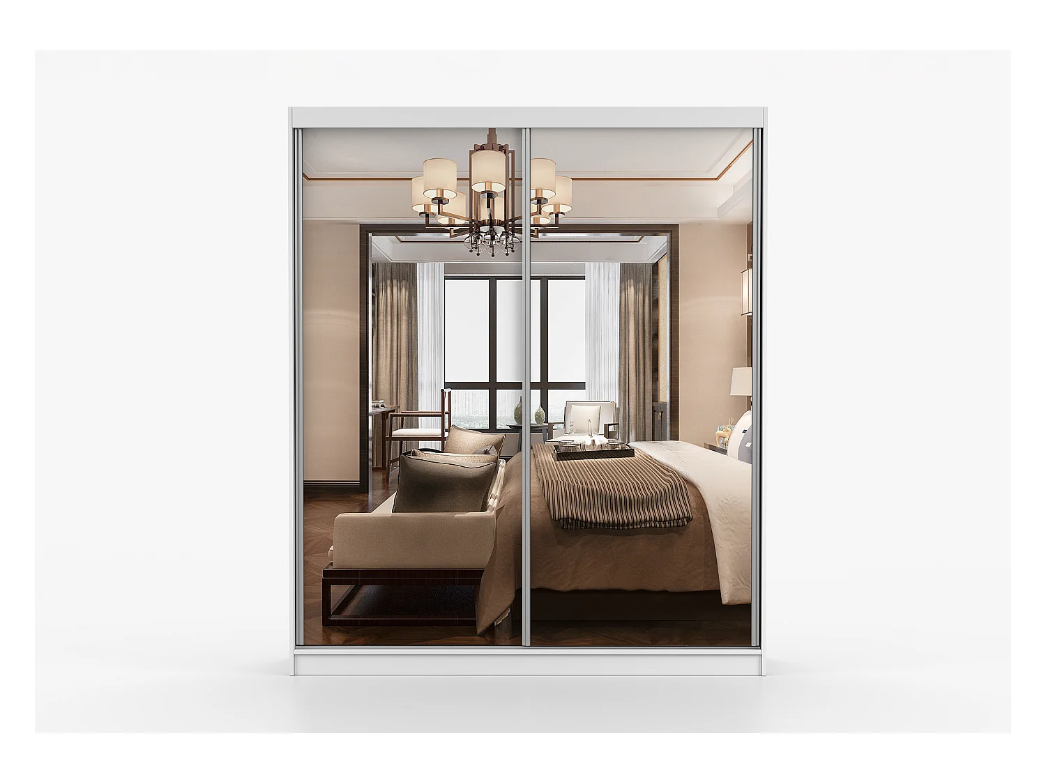 Armoire Solènea 183 cm avec miroir - Blanc