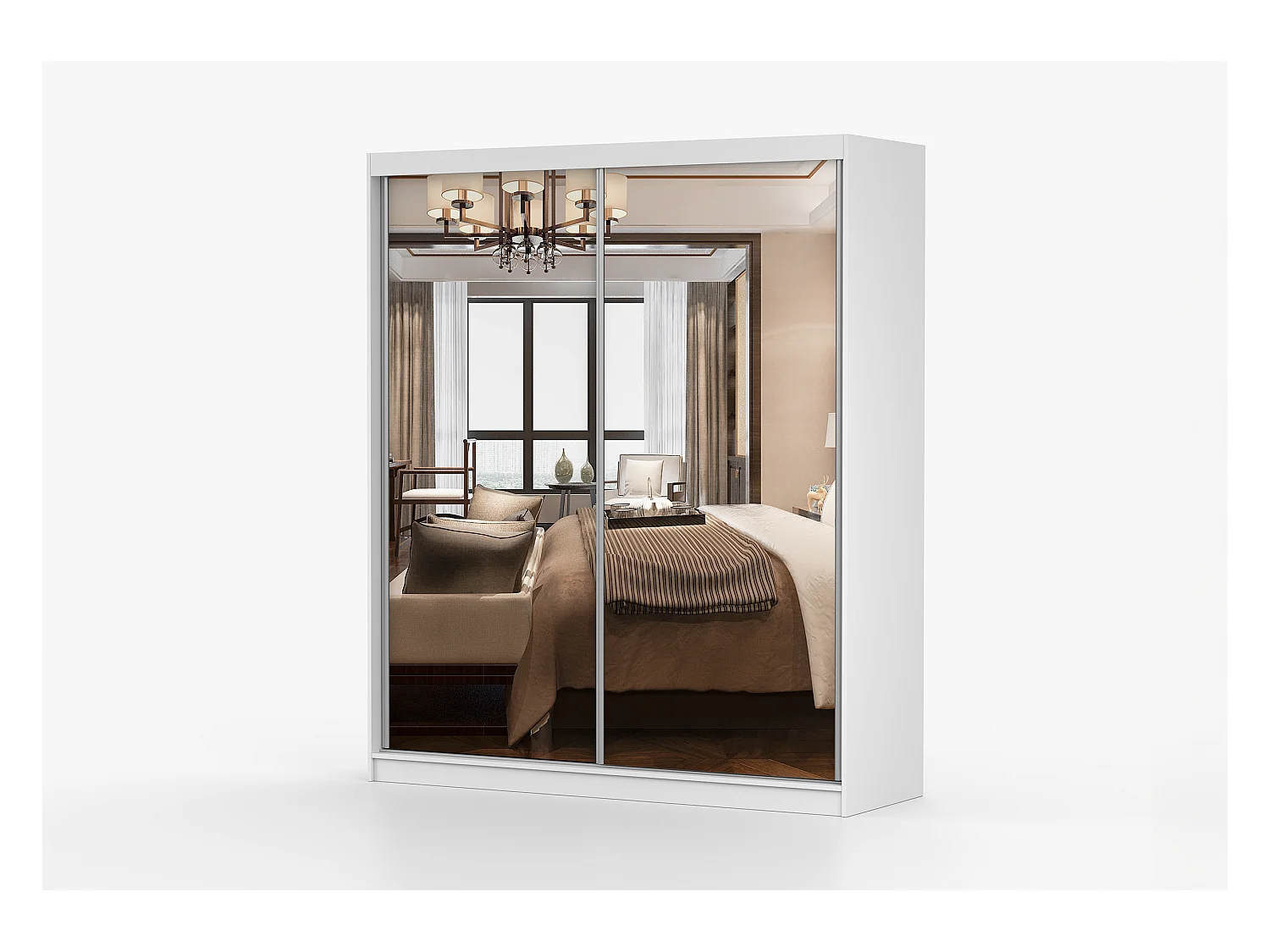 Armoire Solènea 183 cm avec miroir - Blanc