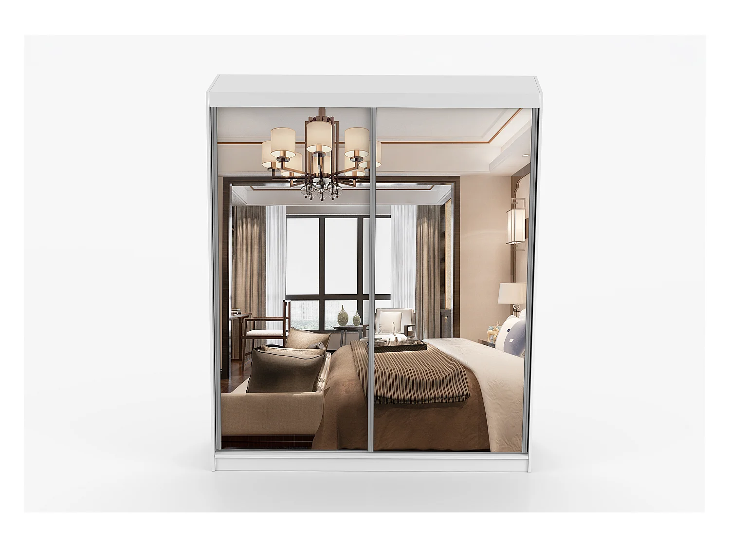 Armoire Solènea 183 cm avec miroir - Blanc