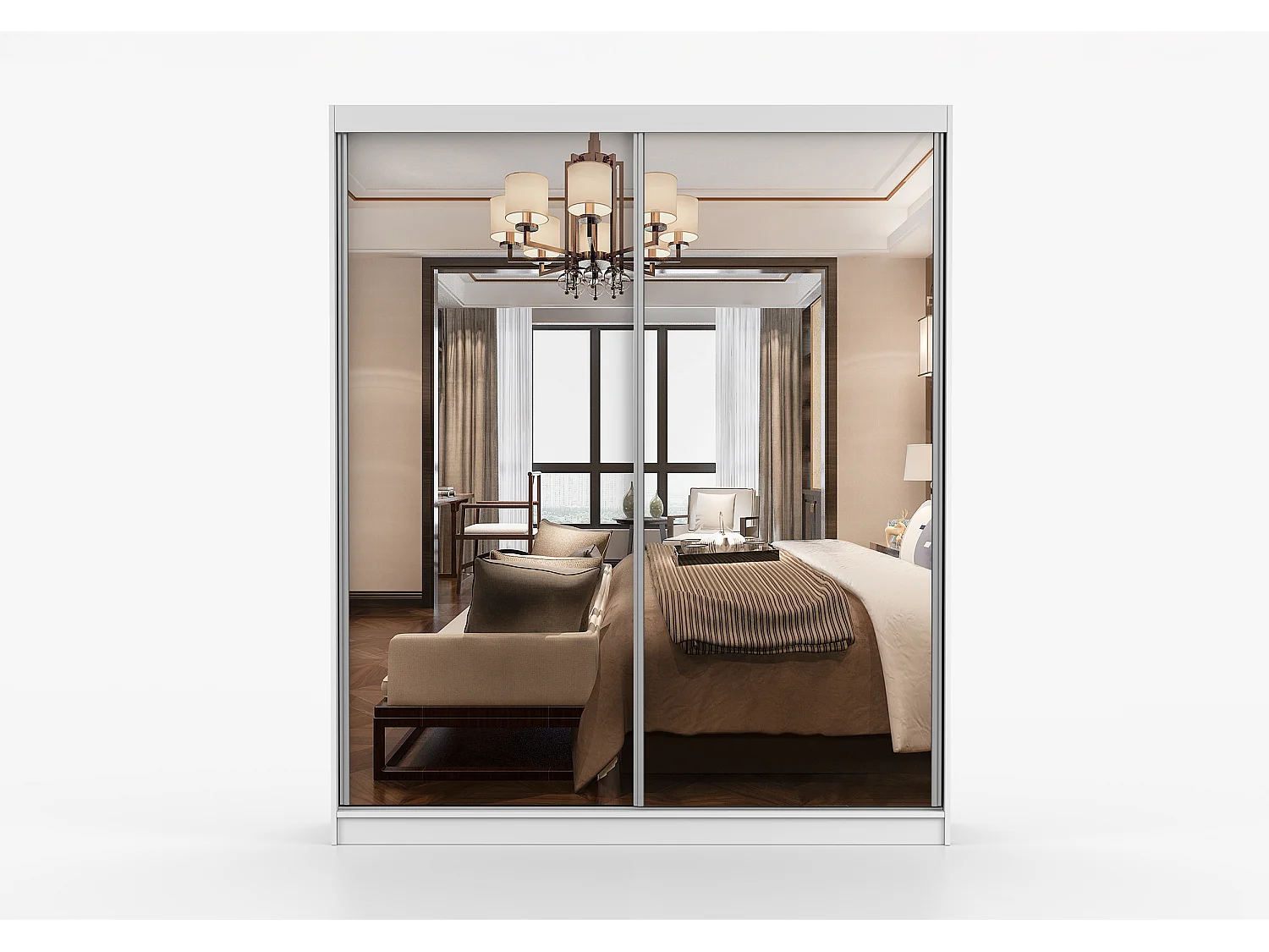 Armoire Solènea 183 cm avec miroir - Blanc