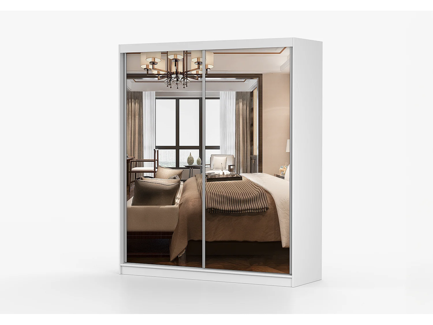 Armoire Solènea 183 cm avec miroir - Blanc