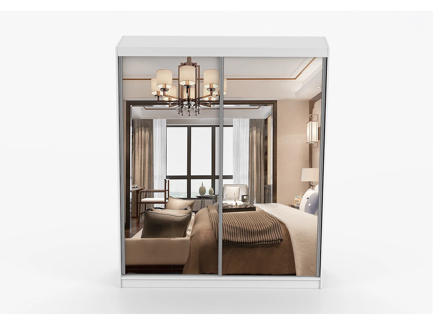 Armoire Solènea 183 cm avec miroir - Blanc