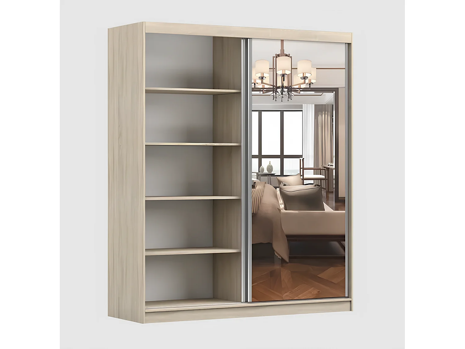 Armoire Solènea 183 cm avec miroir - Blanc