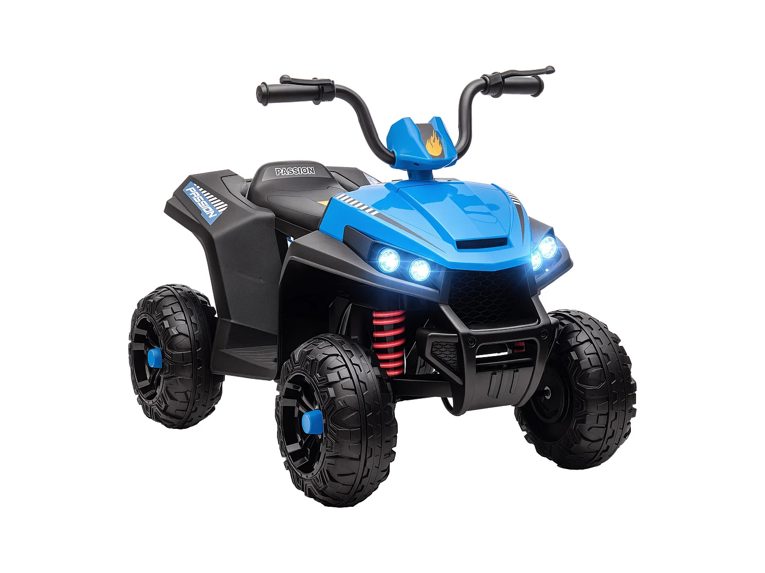 Quad électrique enfant 2 moteurs 12V 5 Km/h max. marche AV AR nombreux effets bleu