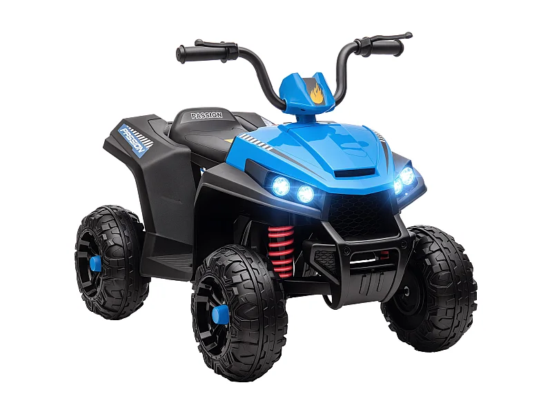 Quad électrique enfant 2 moteurs 12V 5 Km/h max. marche AV AR nombreux effets bleu