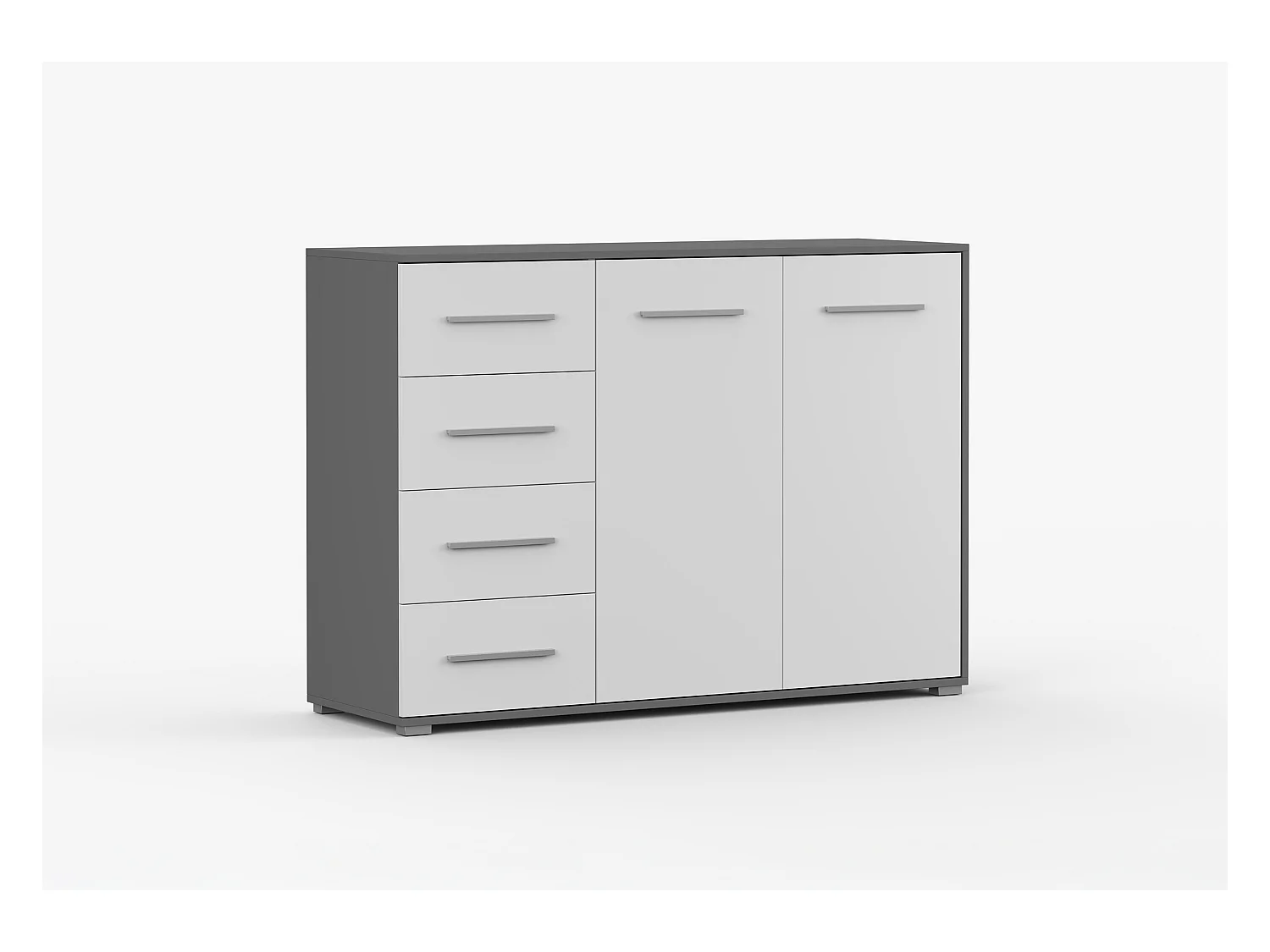 Buffet - Commode Ilario III 135 cm - Aspect mat - Gris