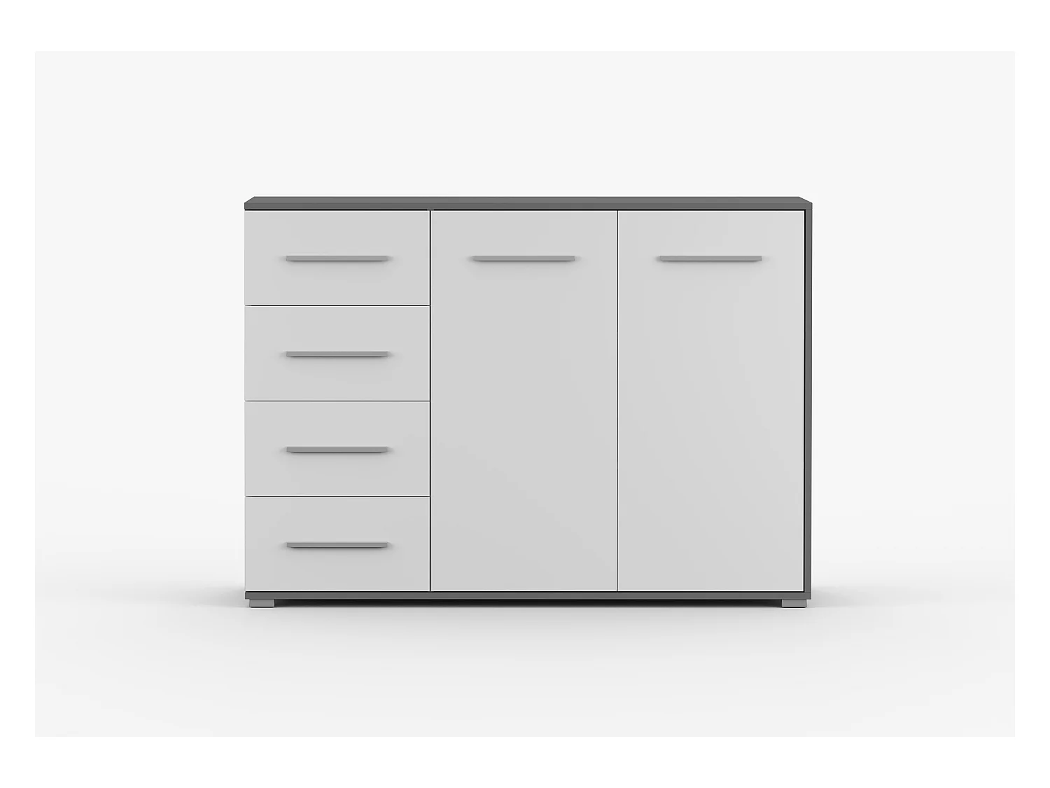 Buffet - Commode Ilario III 135 cm - Aspect mat - Gris