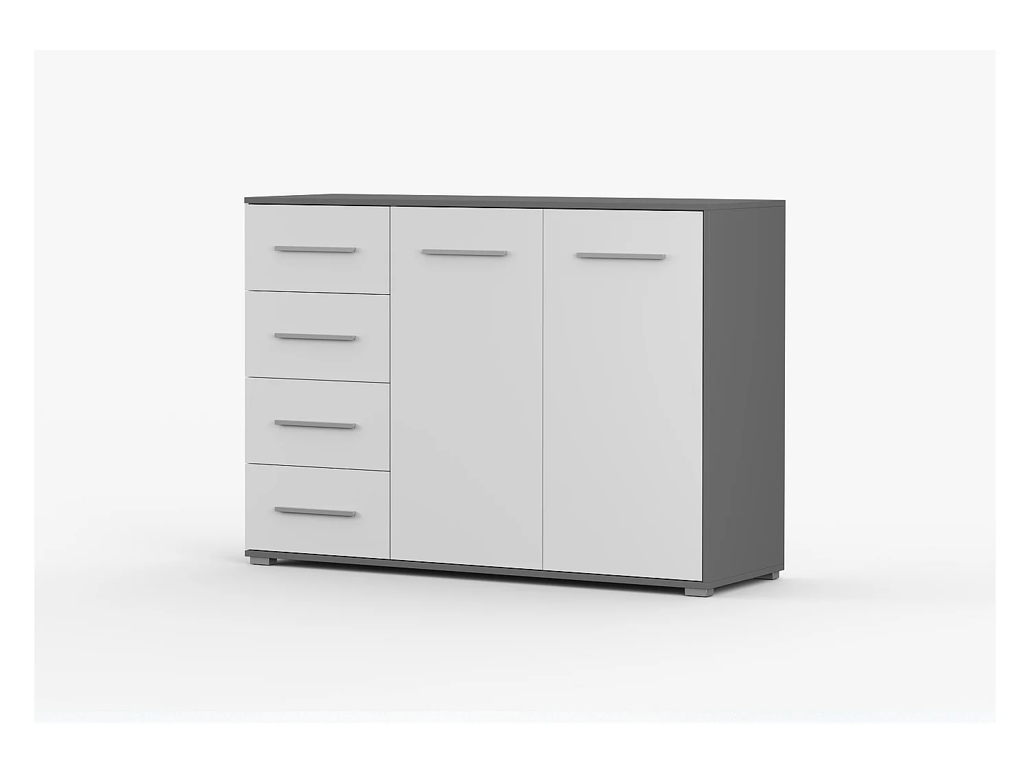 Buffet - Commode Ilario III 135 cm - Aspect mat - Gris