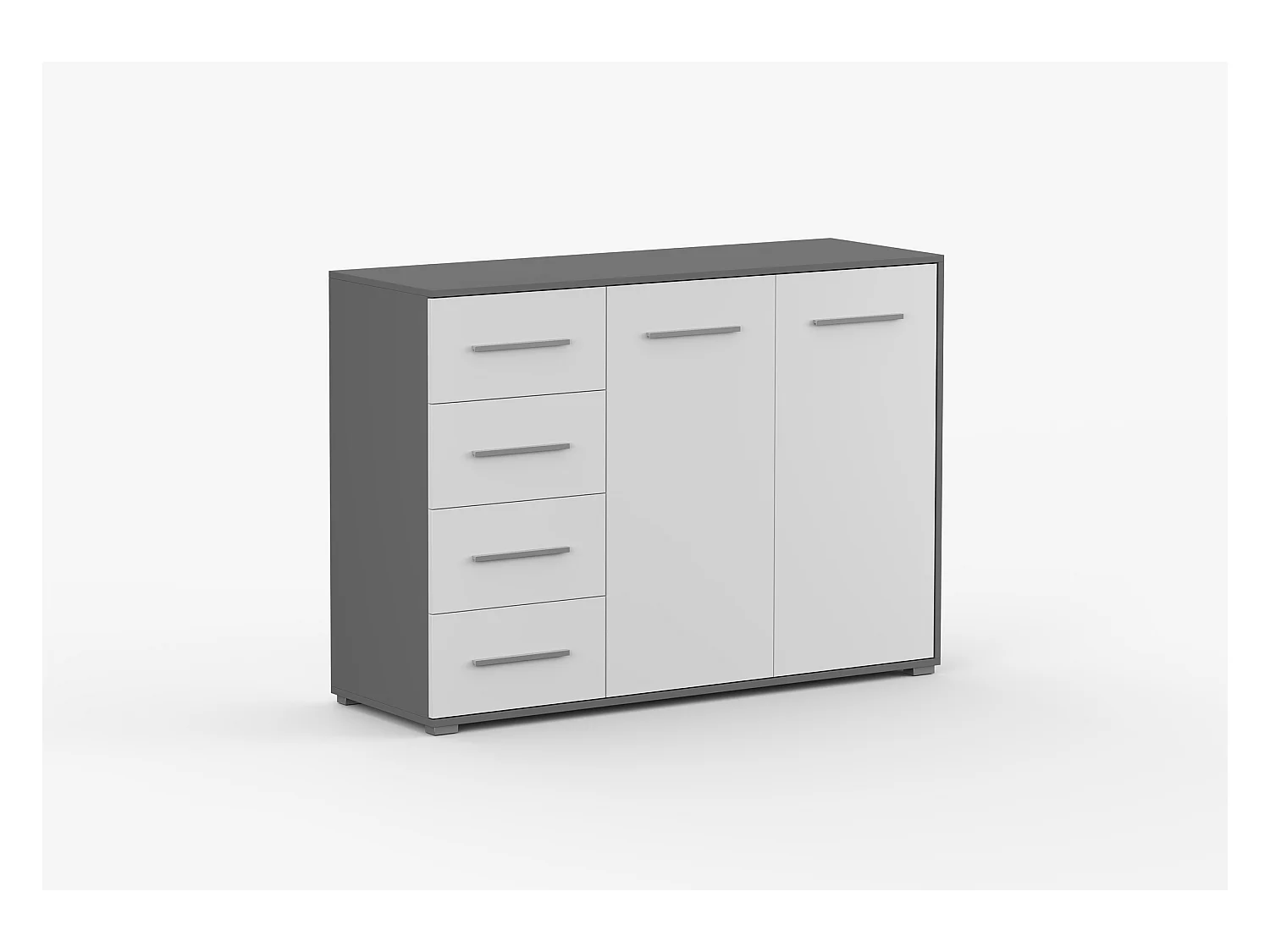 Buffet - Commode Ilario III 135 cm - Aspect mat - Gris