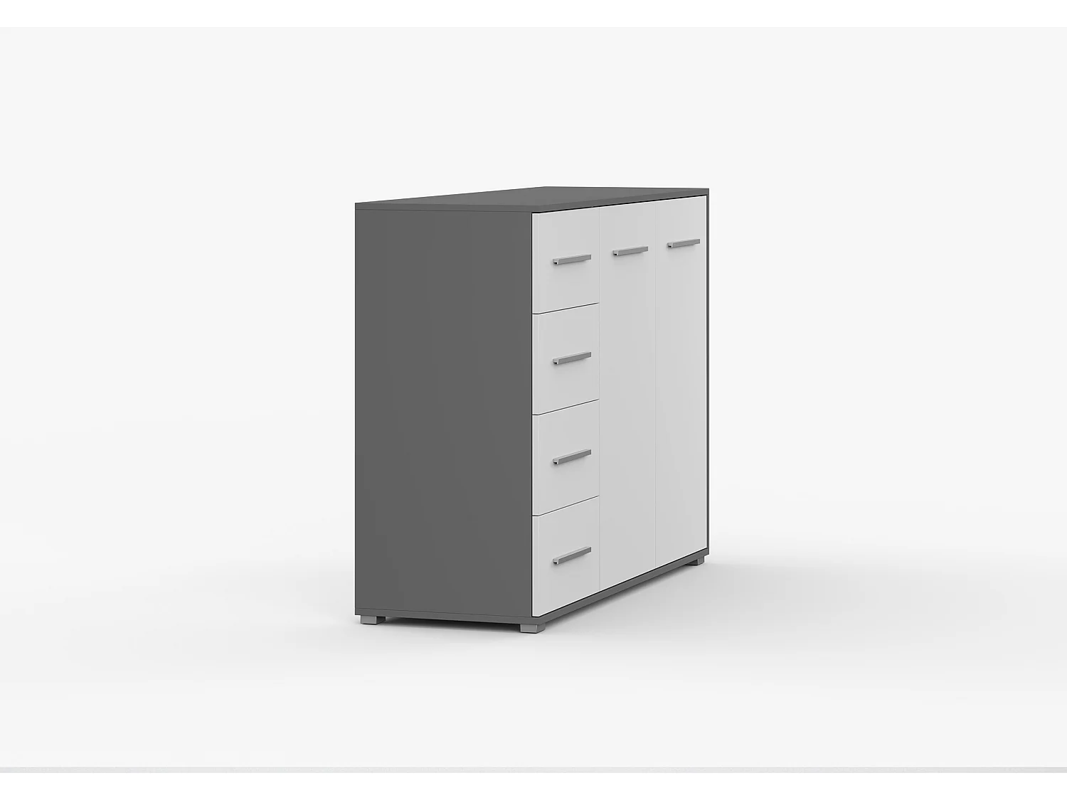 Buffet - Commode Ilario III 135 cm - Aspect mat - Gris