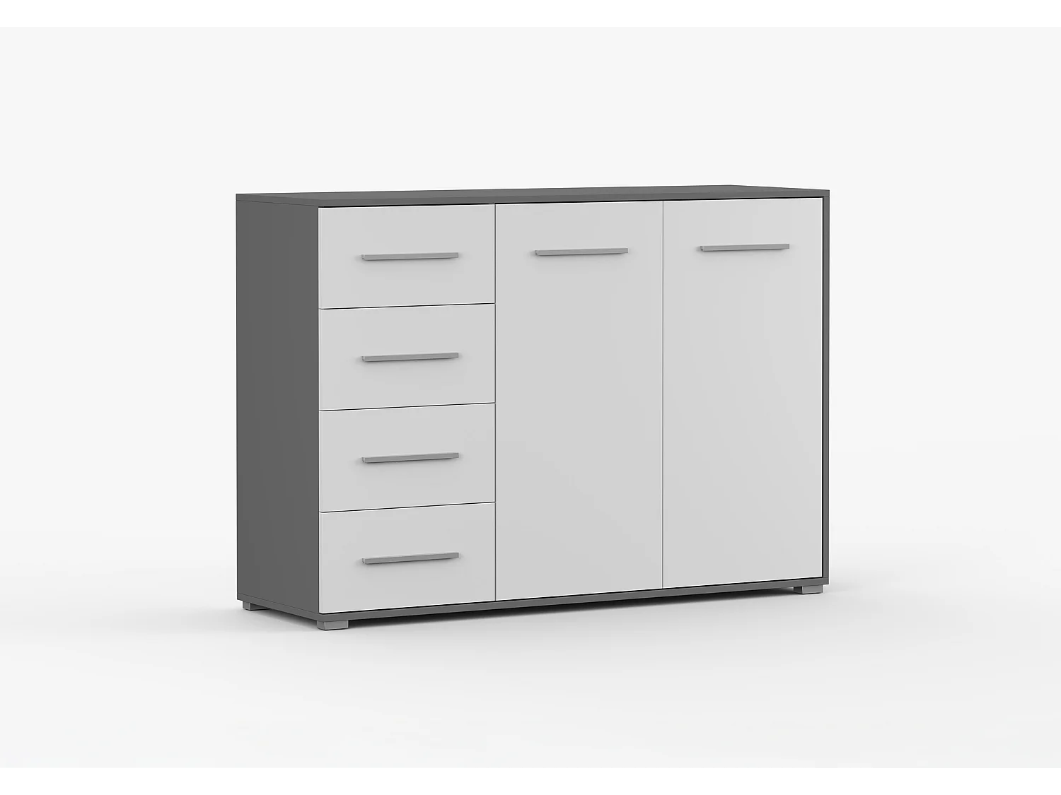 Buffet - Commode Ilario III 135 cm - Aspect mat - Gris