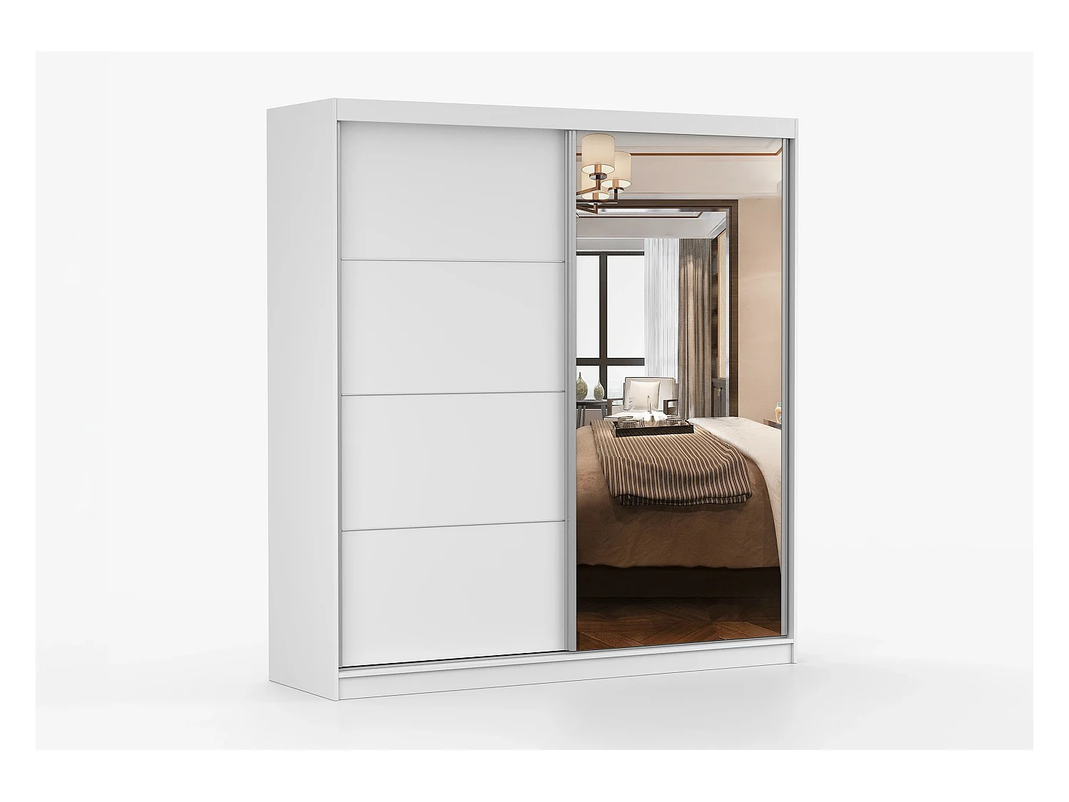 Armoire Helis 203 avec miroir - Blanc
