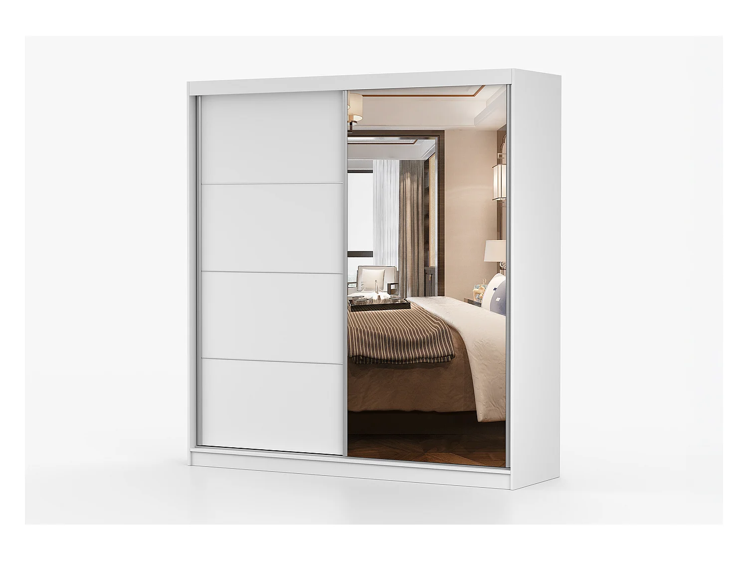 Armoire Helis 203 avec miroir - Blanc