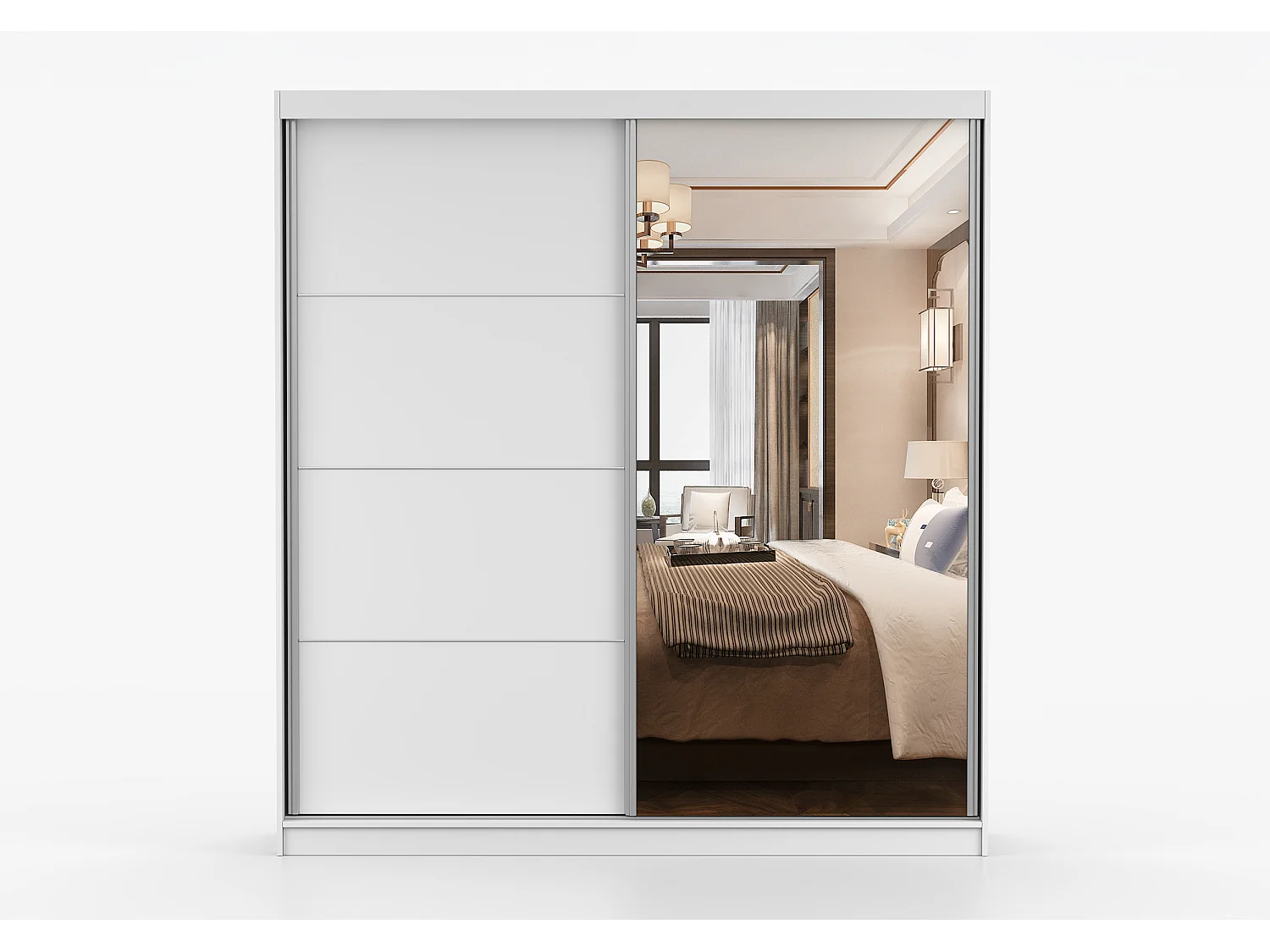 Armoire Helis 203 avec miroir - Blanc