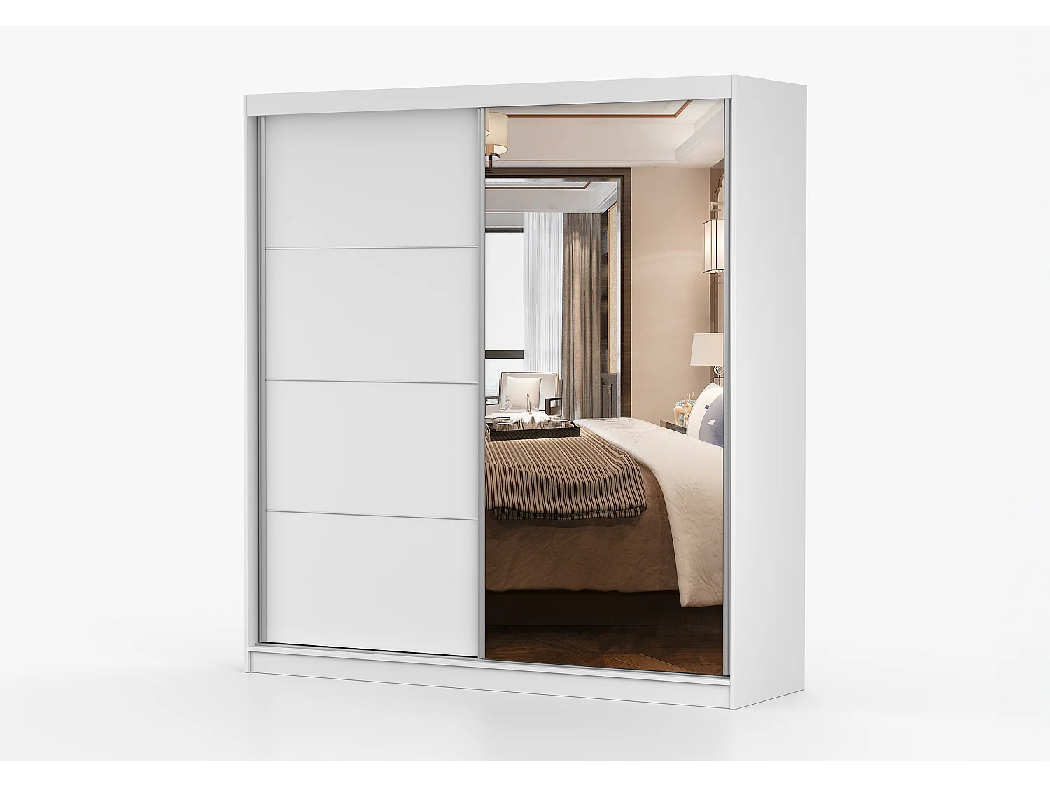 Armoire Helis 203 avec miroir - Blanc