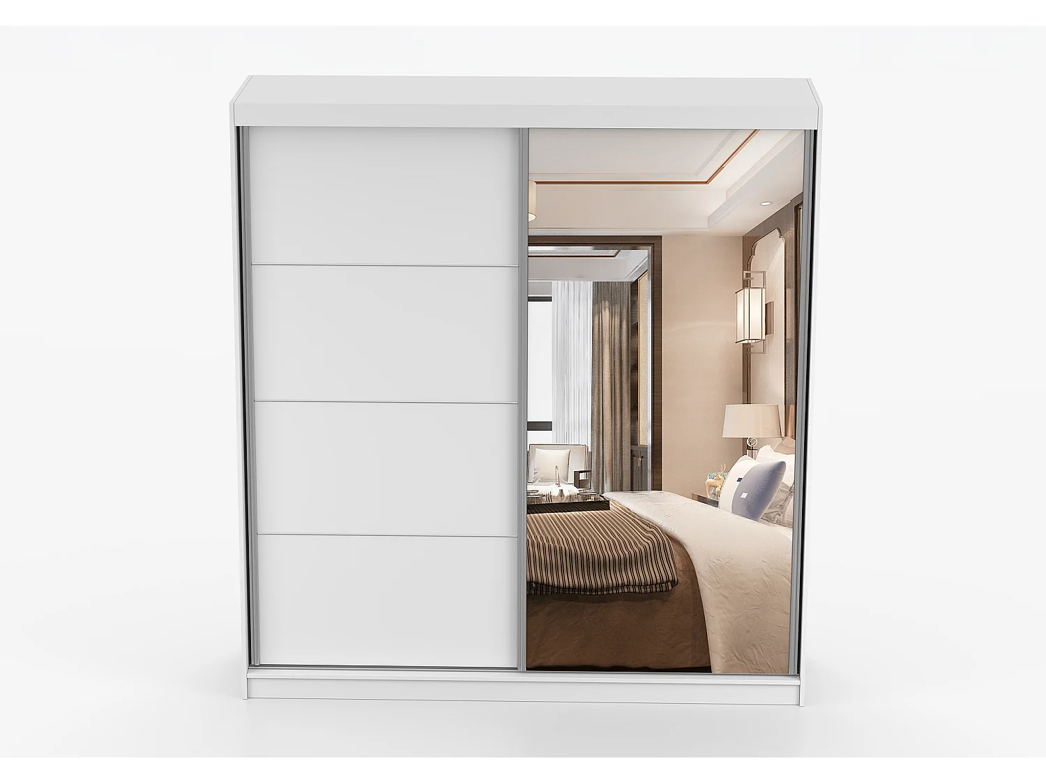 Armoire Helis 203 avec miroir - Blanc