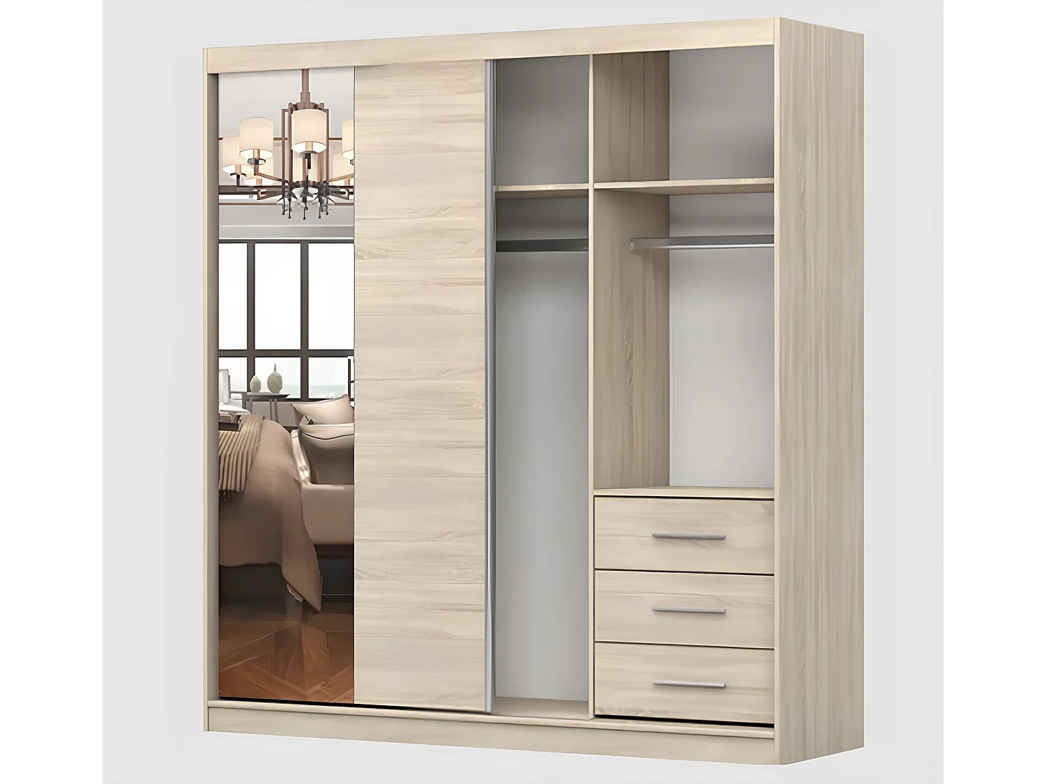 Armoire Helis 203 avec miroir - Blanc