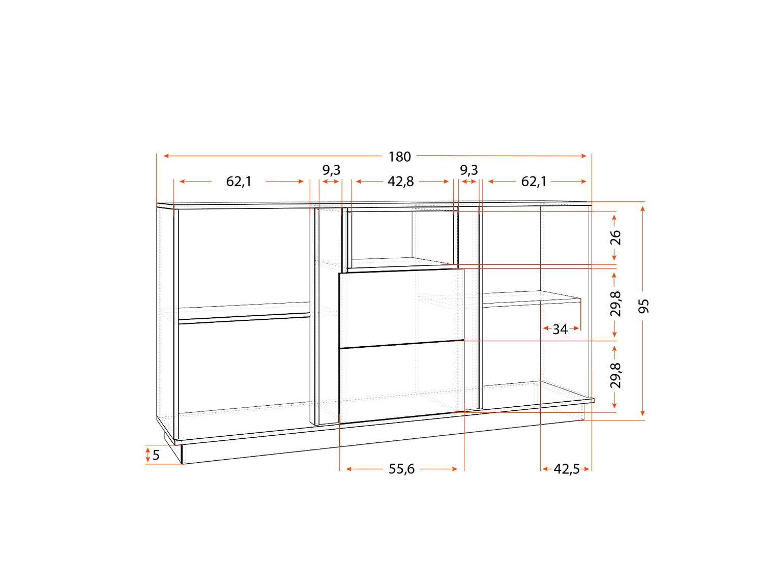 Buffet Orien 180 cm - Blanc
