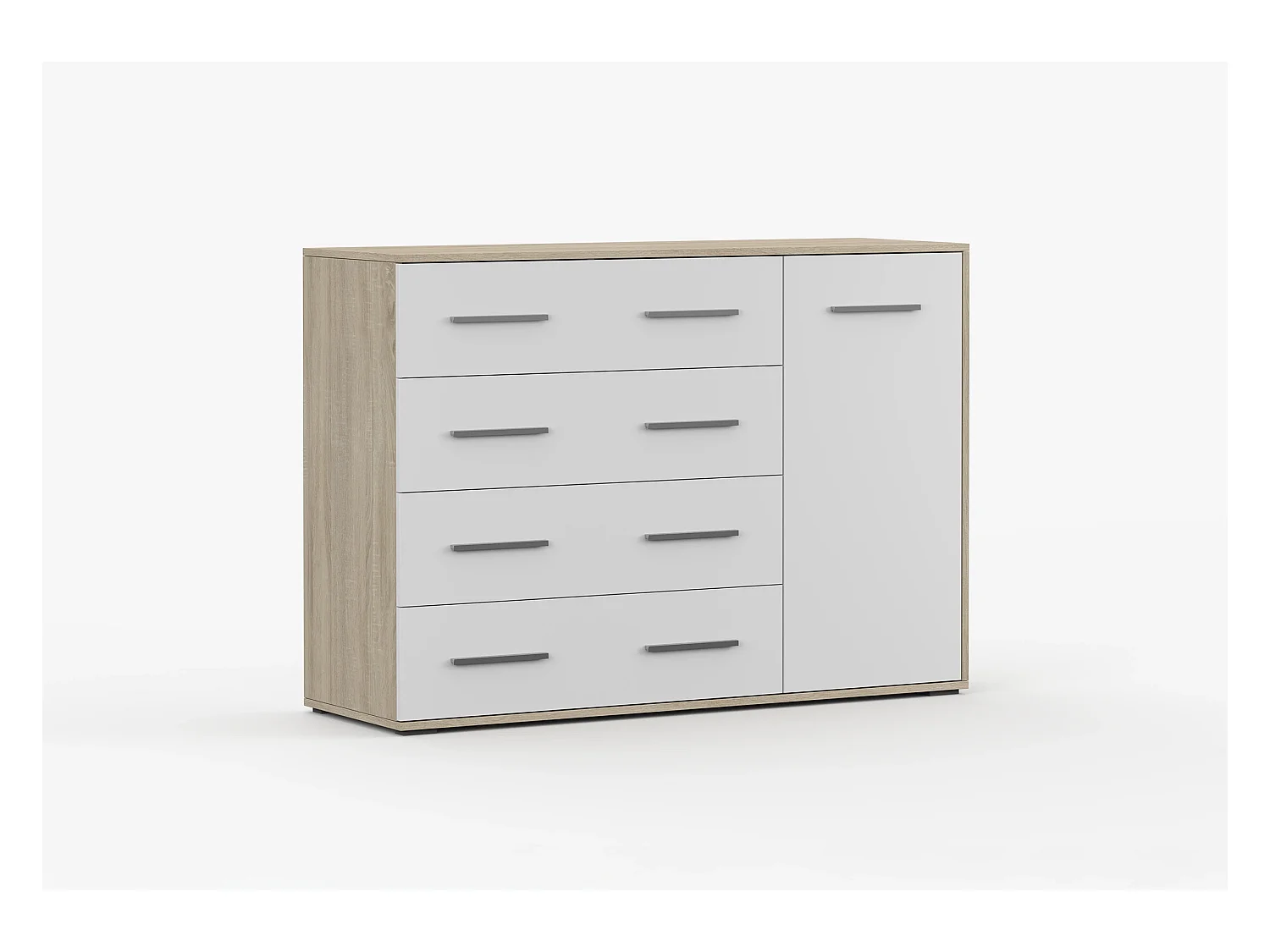 Commode Ilario II 135 cm - Chêne - Blanc