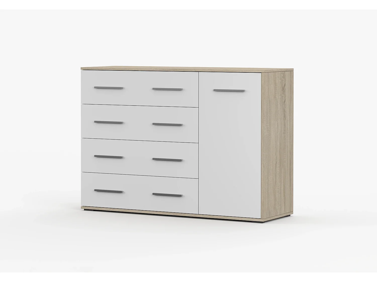 Commode Ilario II 135 cm - Chêne - Blanc
