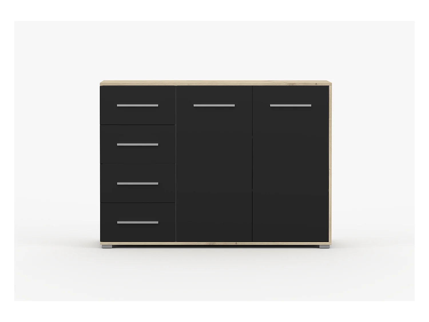 Buffet - Commode Ilario III 135 cm - Aspect mat - Artisan - Noir