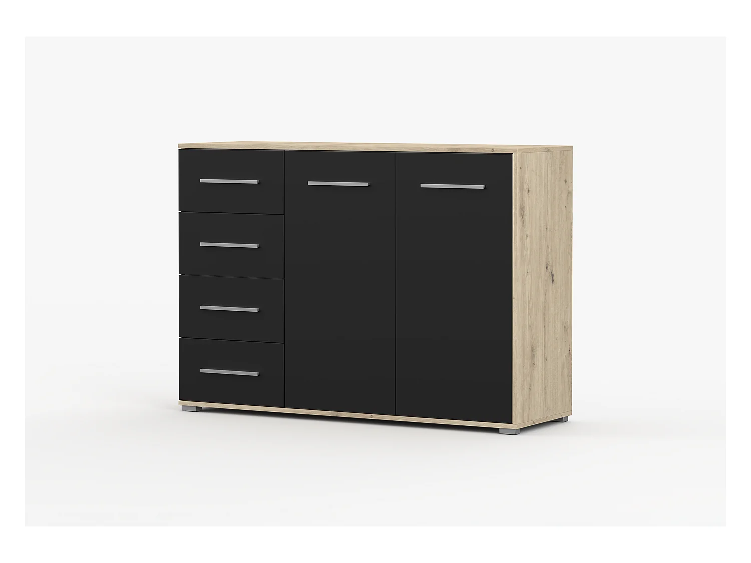 Buffet - Commode Ilario III 135 cm - Aspect mat - Artisan - Noir