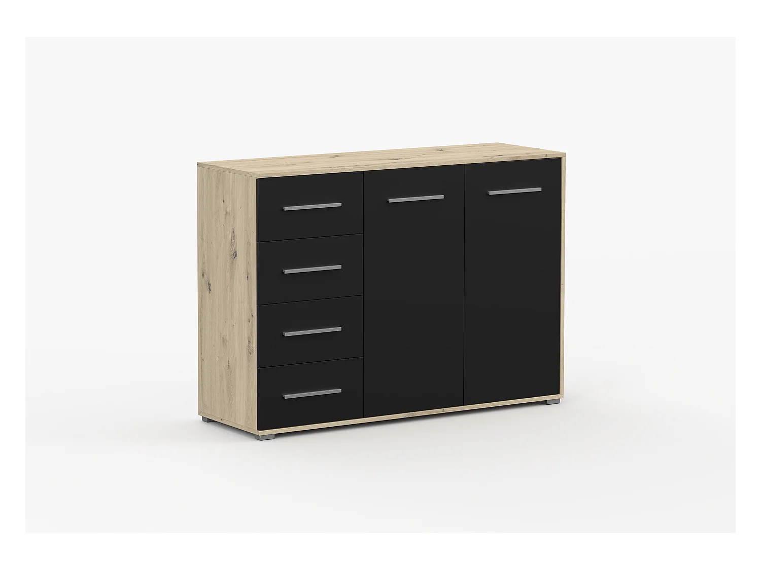 Buffet - Commode Ilario III 135 cm - Aspect mat - Artisan - Noir