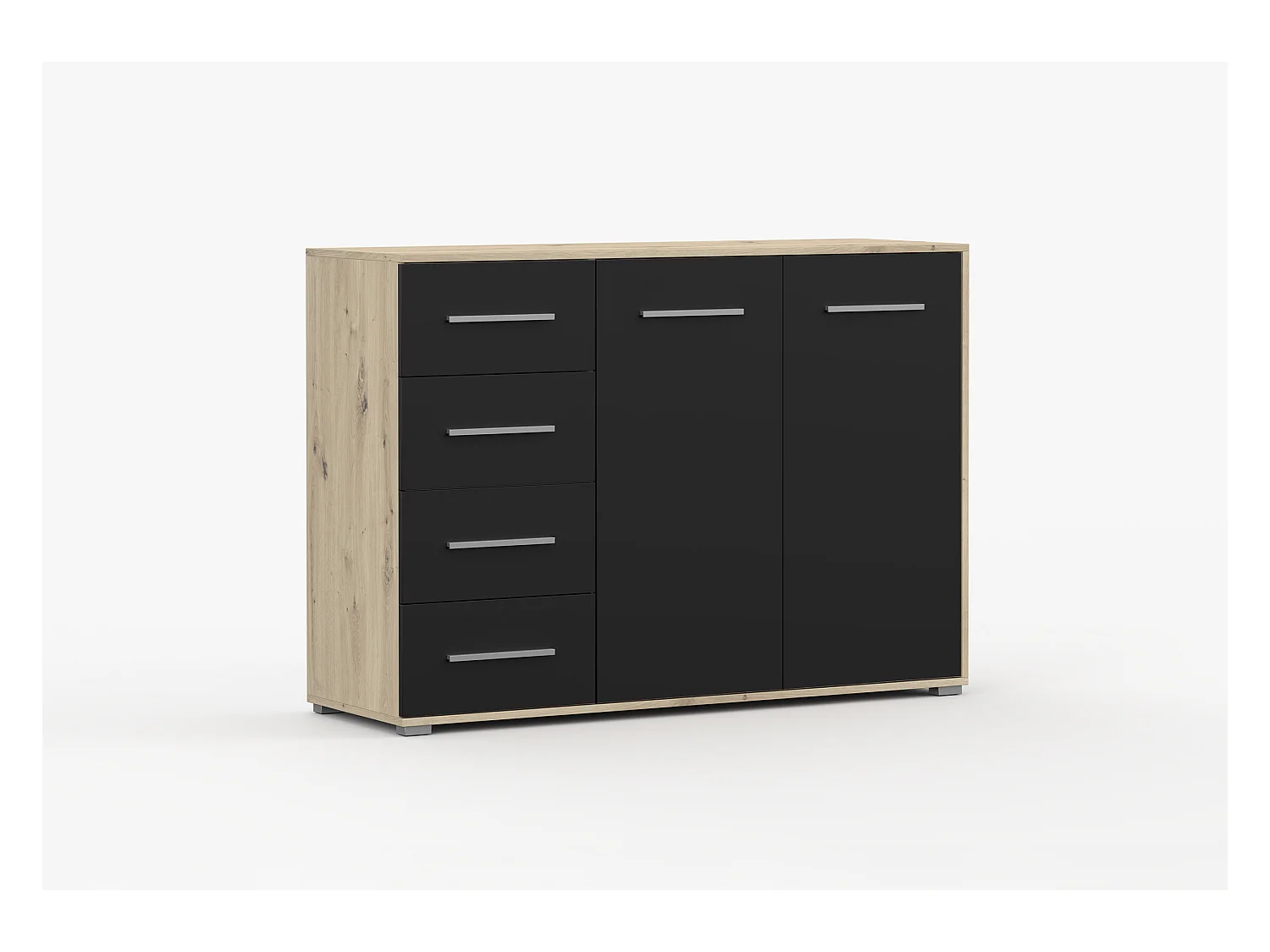 Buffet - Commode Ilario III 135 cm - Aspect mat - Artisan - Noir