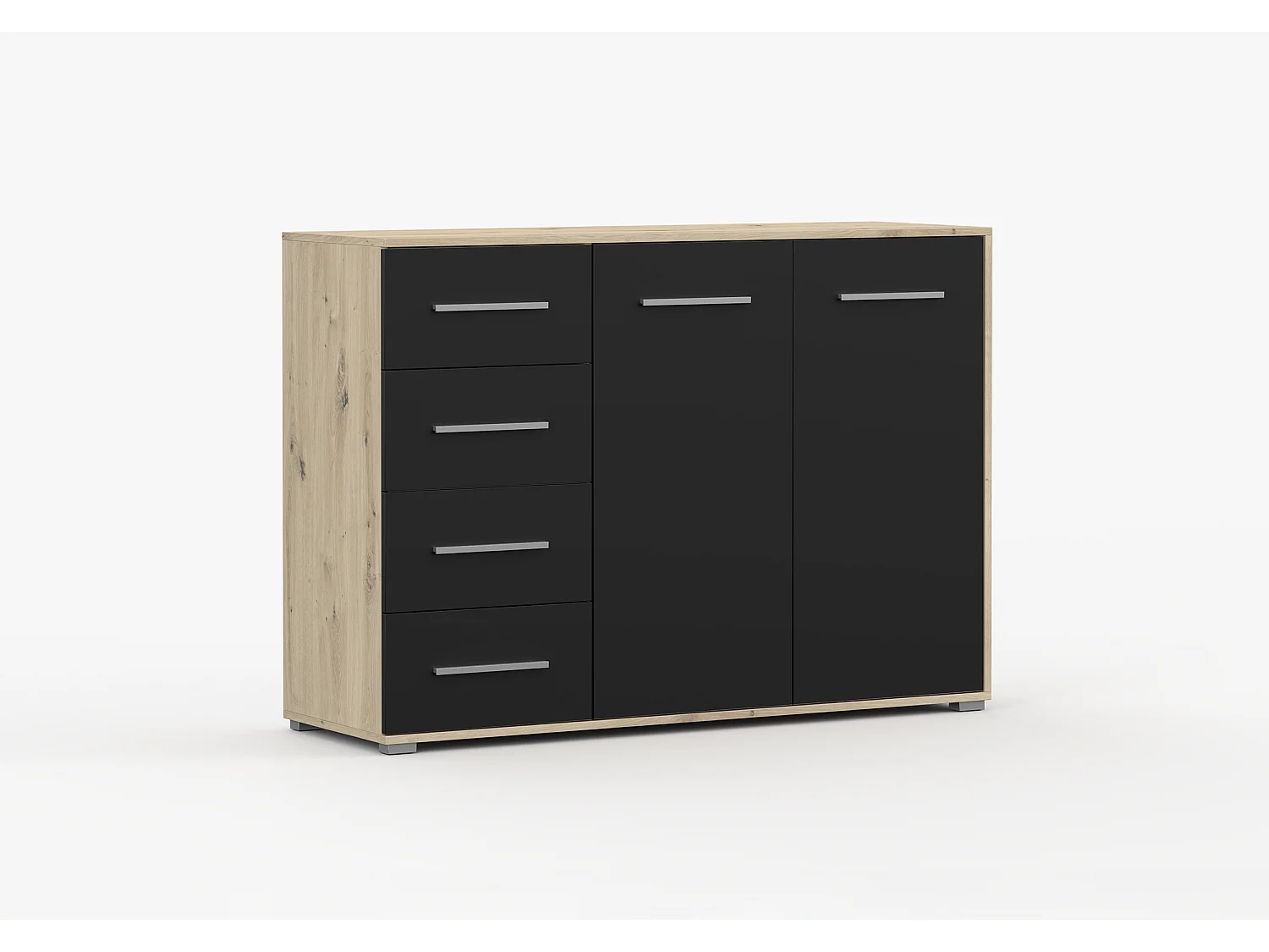 Buffet - Commode Ilario III 135 cm - Aspect mat - Artisan - Noir