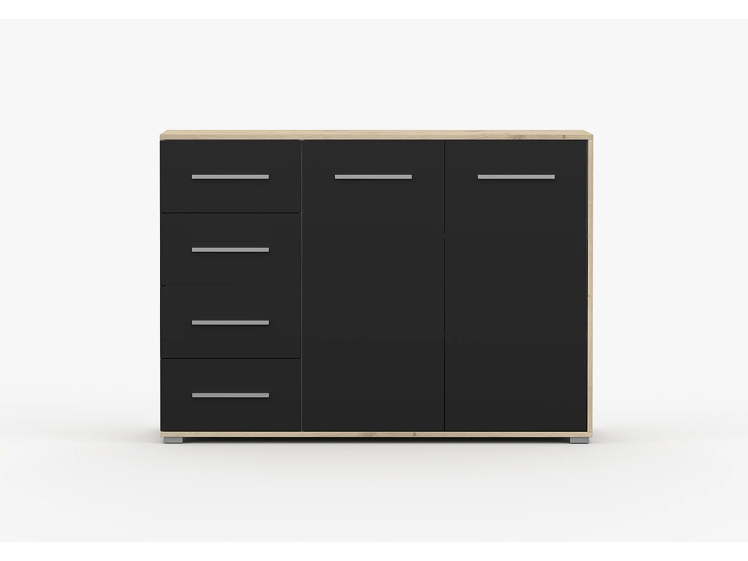 Buffet - Commode Ilario III 135 cm - Aspect mat - Artisan - Noir