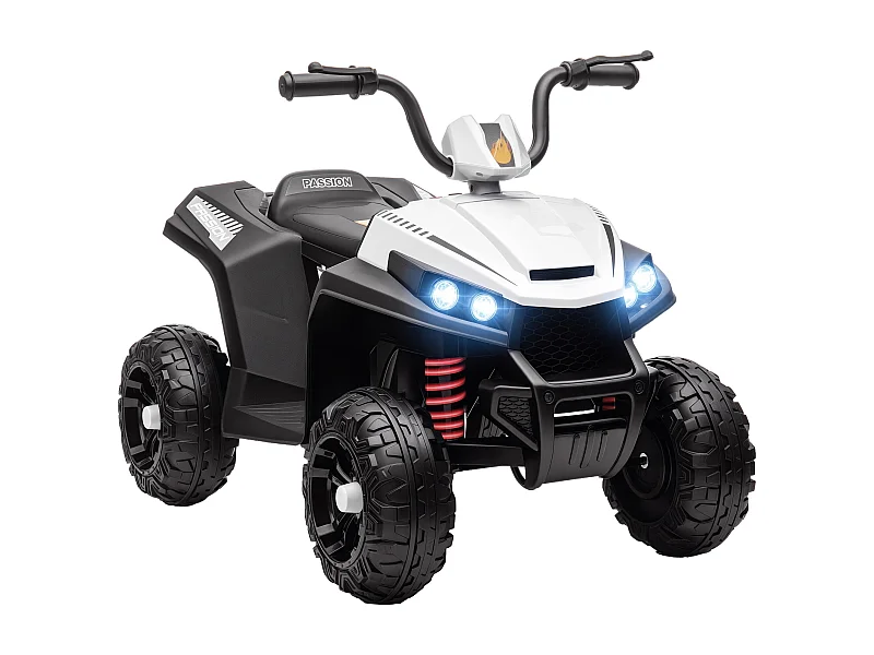 Quad électrique enfant 2 moteurs 12V 5 Km/h max. marche AV AR nombreux effets blanc