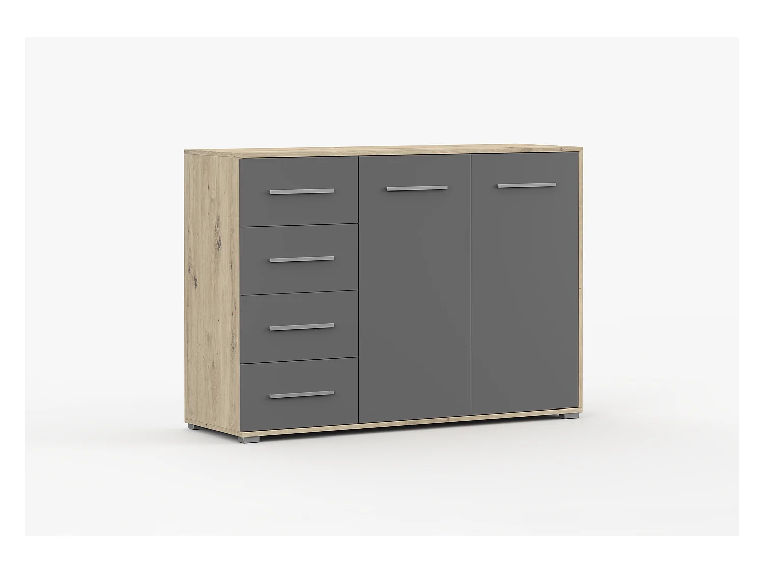 Buffet - Commode Ilario III 135 cm - Aspect mat - Artisan - Gris