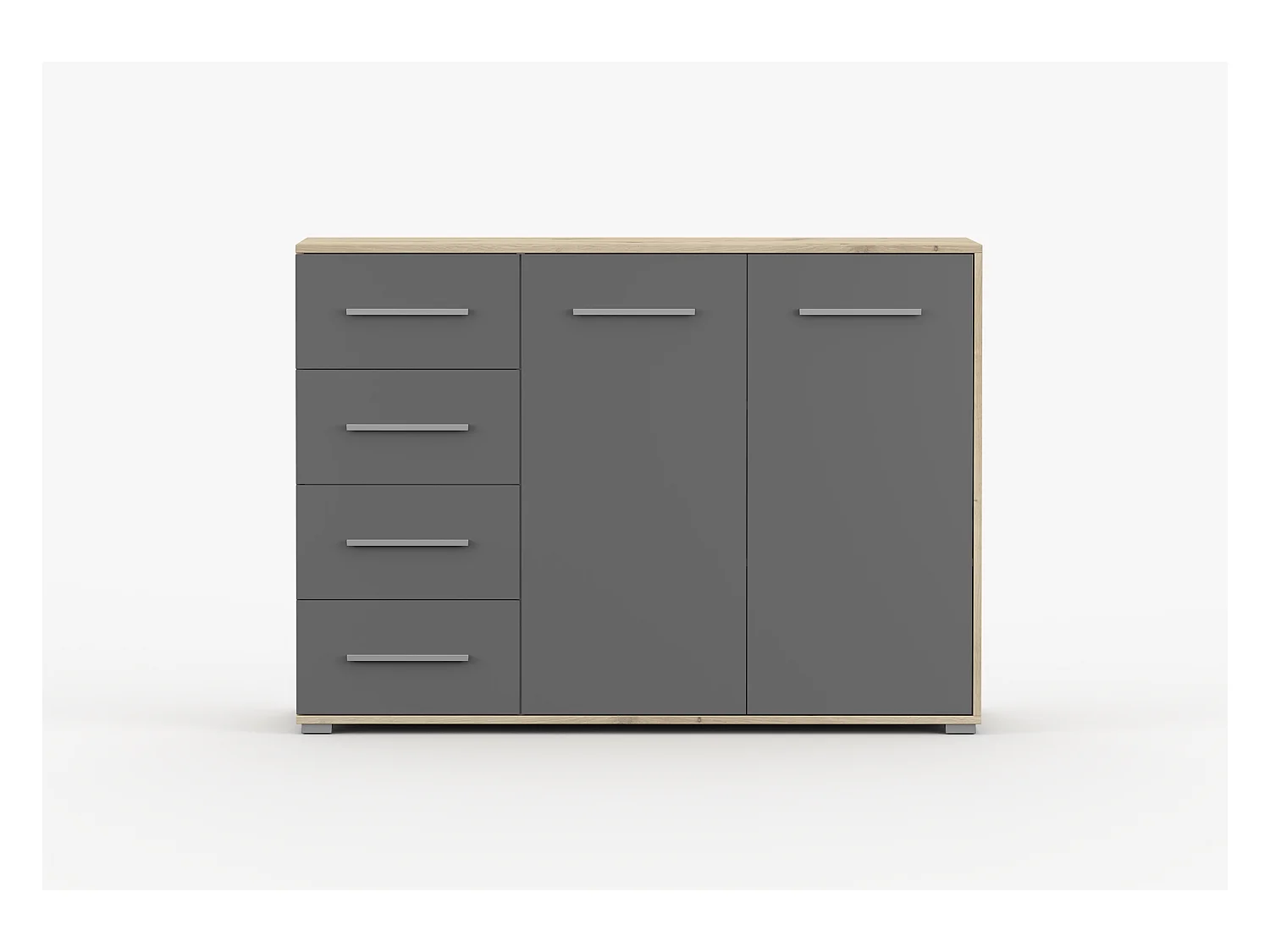 Buffet - Commode Ilario III 135 cm - Aspect mat - Artisan - Gris